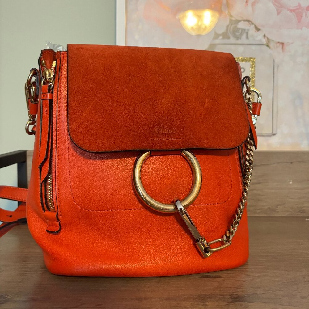 Chloe Suede Calfskin Medium Faye Backpack